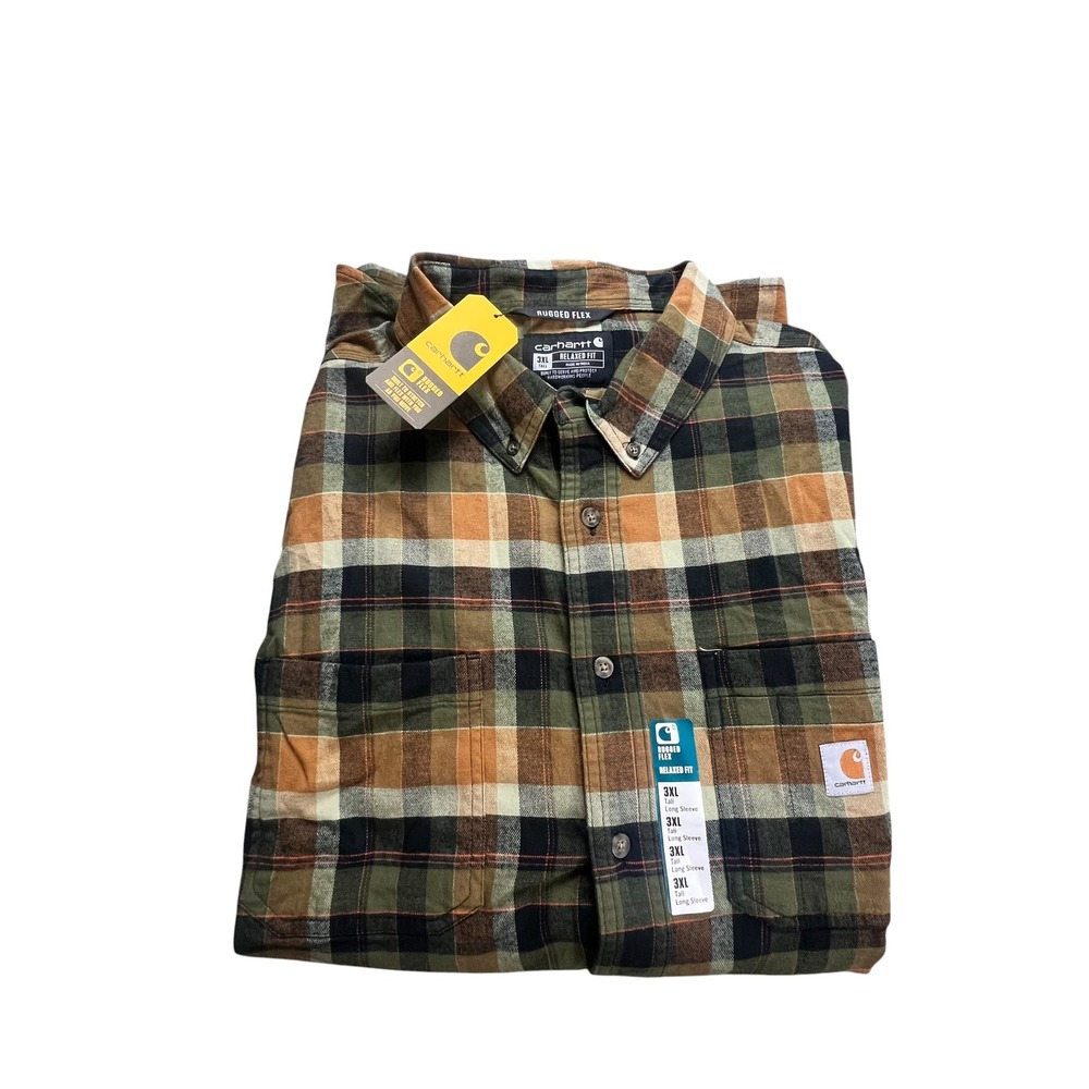 Carhartt Rugged Flex Relaxed Fit Midweight Flannel Shirt 3XL Tall TW4448-M Plaid